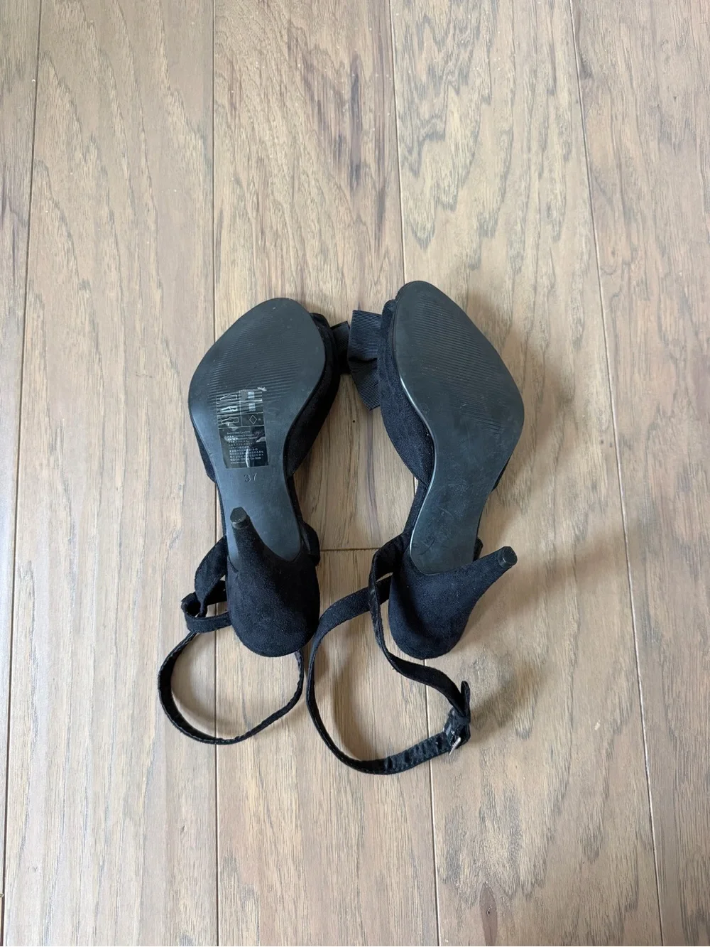 H&M Black Open-Toe Heels with Front Bows